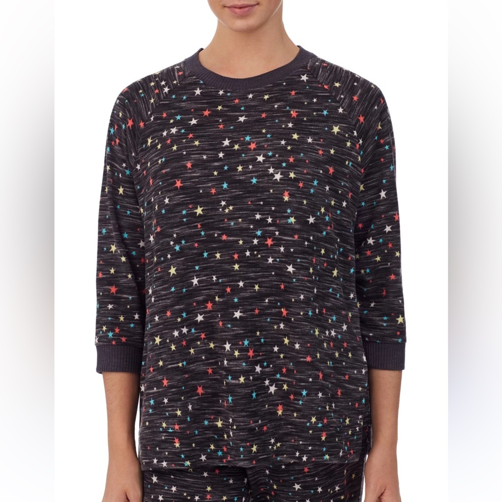 Secret Treasures 3X 22-24 Sweater 3/4 Raglan Sleeve Top Shirt Heather Gray Stars